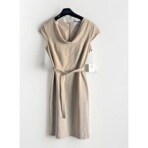 Calvin Klein Women's Biegi Belted Cowl-Neck Sheath Dress, NWT Size 6